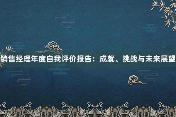 销售经理年度自我评价报告：成就、挑战与未来展望